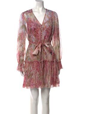 Zimmermann Botanica Smocked Yoke Silk Mini Dress Milettia Floral 1 S